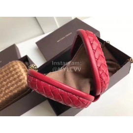 Bottega Veneta Sheepskin Woven Antique Hand Bag Red