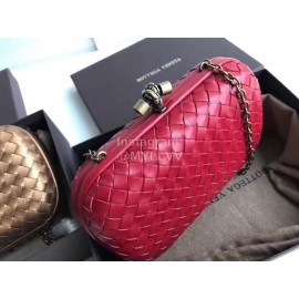 Bottega Veneta Sheepskin Woven Antique Hand Bag Red
