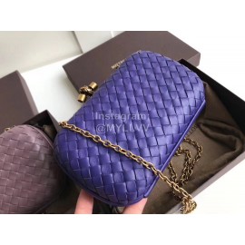 Bottega Veneta Sheepskin Woven Antique Hand Bag Blue