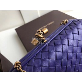 Bottega Veneta Sheepskin Woven Antique Hand Bag Blue