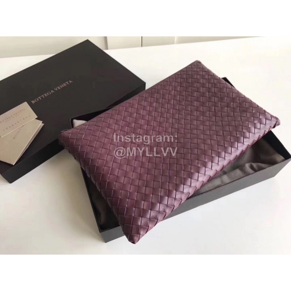 Bottega Veneta Soft Leather Woven Zipper Handbag Purple 301204