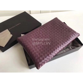 Bottega Veneta Soft Leather Woven Zipper Handbag Purple 301204