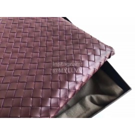 Bottega Veneta Soft Leather Woven Zipper Handbag Purple 301204