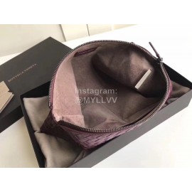 Bottega Veneta Soft Leather Woven Zipper Handbag Purple 301204