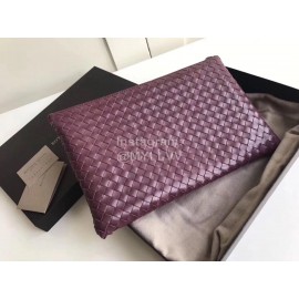 Bottega Veneta Soft Leather Woven Zipper Handbag Purple 301204