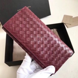 Bottega Veneta Classic Long Folding Cowhide Wallet Purplish Red