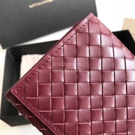 Bottega Veneta Classic Long Folding Cowhide Wallet Purplish Red