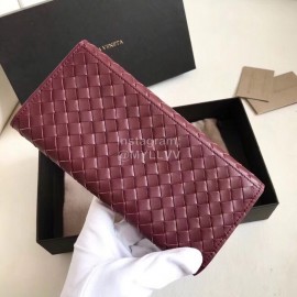 Bottega Veneta Classic Long Folding Cowhide Wallet Purplish Red