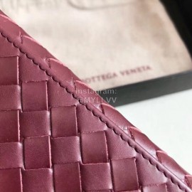 Bottega Veneta Classic Long Folding Cowhide Wallet Purplish Red