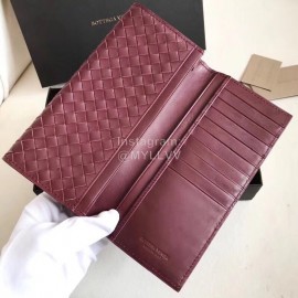 Bottega Veneta Classic Long Folding Cowhide Wallet Purplish Red