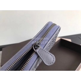 Bottega Veneta Classic Long Soft Leather Zipper Wallet Gray 114076