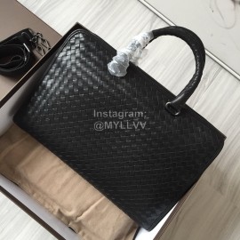 Bottega Veneta New Black Leather Woven Business Leisure Briefcase For Men 248395