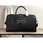 Bottega Veneta Leather Nylon Woven Large Travel Bag Black