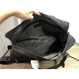 Bottega Veneta Leather Nylon Woven Large Travel Bag Black