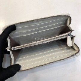 Bottega Veneta Butterfly Design Small Sheepskin Woven Long Zipper Wallet White 114076