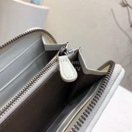Bottega Veneta Butterfly Design Small Sheepskin Woven Long Zipper Wallet White 114076