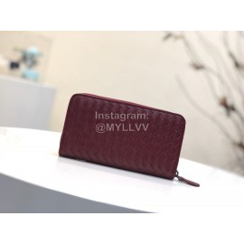 Bottega Veneta Butterfly Design Small Sheepskin Woven Long Zipper Wallet Purplish Red 114076