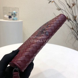 Bottega Veneta Butterfly Design Small Sheepskin Woven Long Zipper Wallet Purplish Red 114076