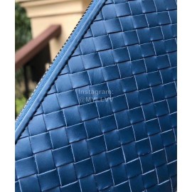 Bottega Veneta Fashion Cowhide Woven Long Wallet Blue 114076