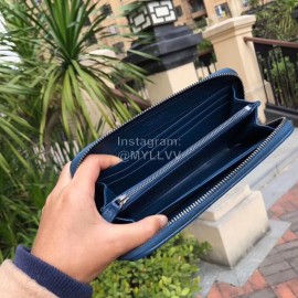 Bottega Veneta Fashion Cowhide Woven Long Wallet Blue 114076