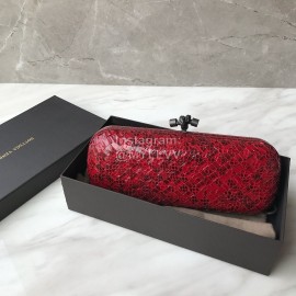Bottega Veneta Fashionable Cowhide Knitting Party Bag Red