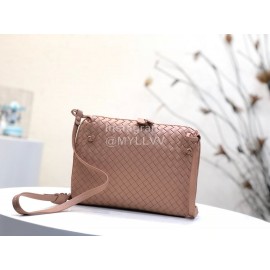 Bottega Veneta Fashion Sheepskin Woven Messenger Bag Pink