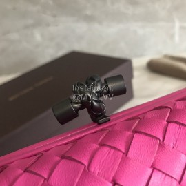 Bottega Veneta Fashionable Sheepskin Woven Hand Bag For Women Rose Red