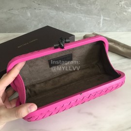 Bottega Veneta Fashionable Sheepskin Woven Hand Bag For Women Rose Red