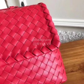 Bottega Veneta Medium Cowhide Woven Messenger Bag Red