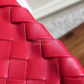 Bottega Veneta Medium Cowhide Woven Messenger Bag Red