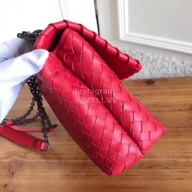 Bottega Veneta Medium Cowhide Woven Messenger Bag Red