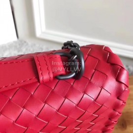 Bottega Veneta Medium Cowhide Woven Messenger Bag Red