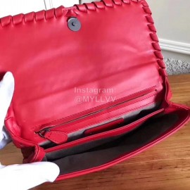 Bottega Veneta Medium Cowhide Woven Messenger Bag Red