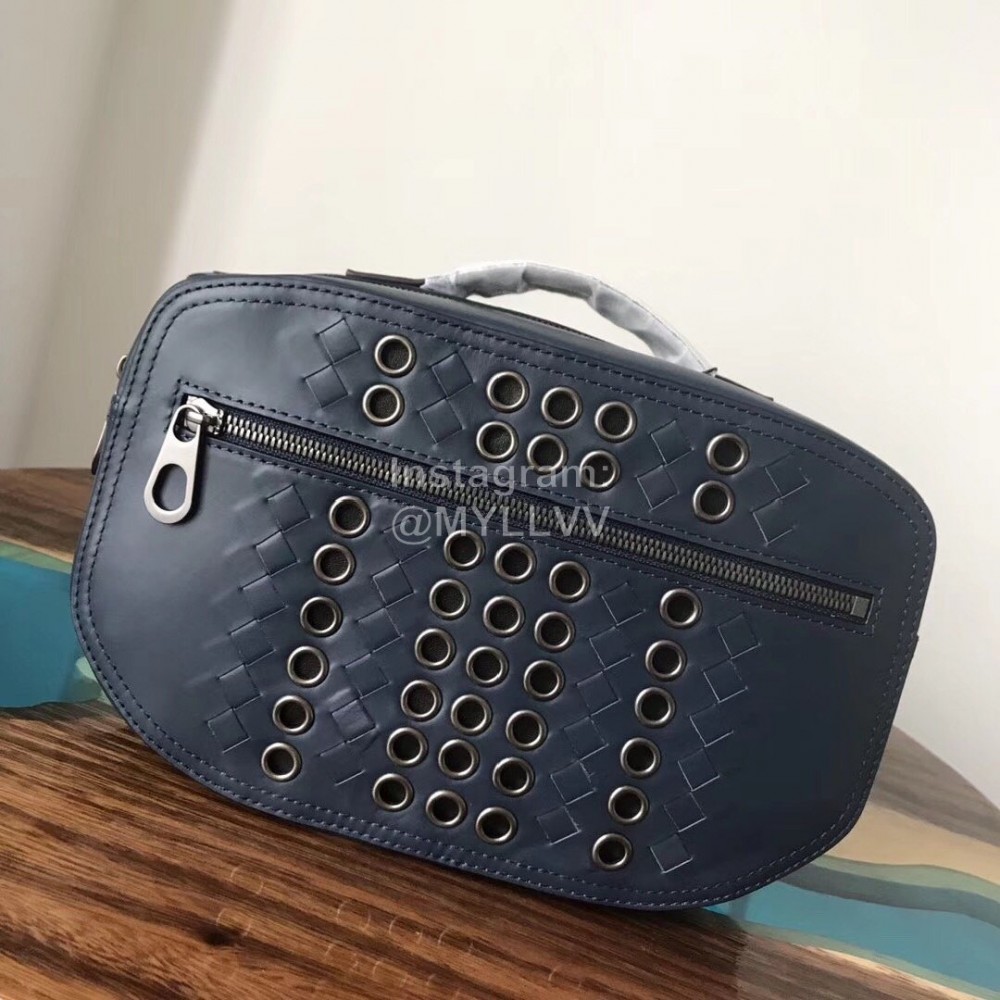 Bottega Veneta Fashion Top Leather Waist Bag Dark Blue