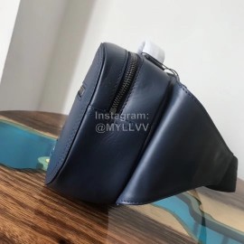 Bottega Veneta Fashion Top Leather Waist Bag Dark Blue