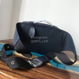 Bottega Veneta Fashion Top Leather Waist Bag Dark Blue