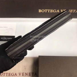 Bottega Veneta New Woven Cowhide Zipper Wallet Black