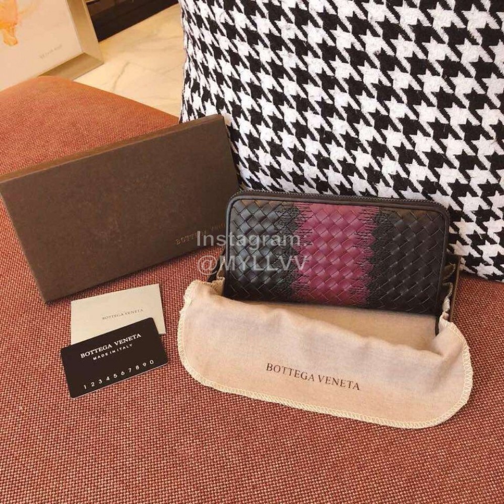 Bottega Veneta Fashion Color Matching Woven Cowhide Wallet Purple