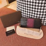 Bottega Veneta Fashion Color Matching Woven Cowhide Wallet Purple