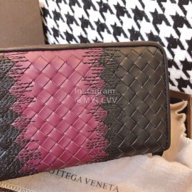 Bottega Veneta Fashion Color Matching Woven Cowhide Wallet Purple