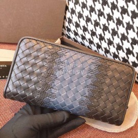 Bottega Veneta Fashion Color Matching Woven Cowhide Wallet Blue