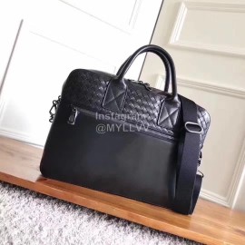 Bottega Veneta Simple Leather Woven Portable Briefcase 407555