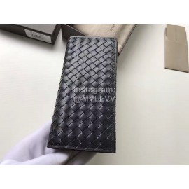 Bottega Veneta Simple Cowhide Woven Long Two Fold Wallet