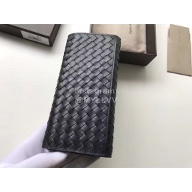 Bottega Veneta Simple Cowhide Woven Long Two Fold Wallet