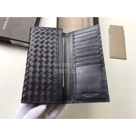 Bottega Veneta Simple Cowhide Woven Long Two Fold Wallet
