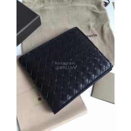 Bottega Veneta Simple Cowhide Woven Short Two Fold Wallet