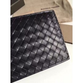 Bottega Veneta Simple Cowhide Woven Short Two Fold Wallet