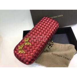 Bottega Veneta Fashion Cowhide Knitting Butterfly Hardware Evening Bag Red