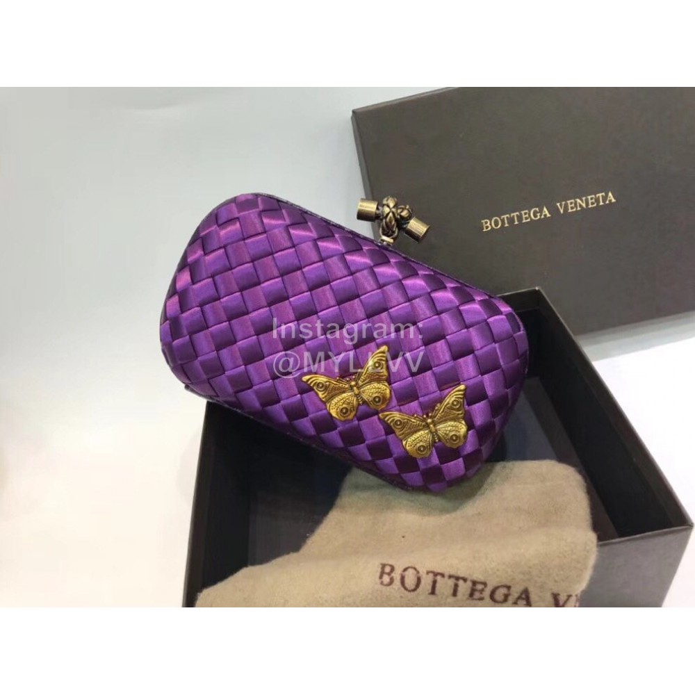 Bottega Veneta Cowhide Knitting Butterfly Hardware Evening Bag Purple