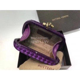 Bottega Veneta Cowhide Knitting Butterfly Hardware Evening Bag Purple